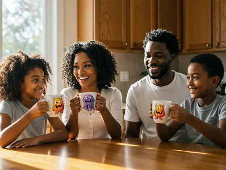 Fun mugs for a loving family.